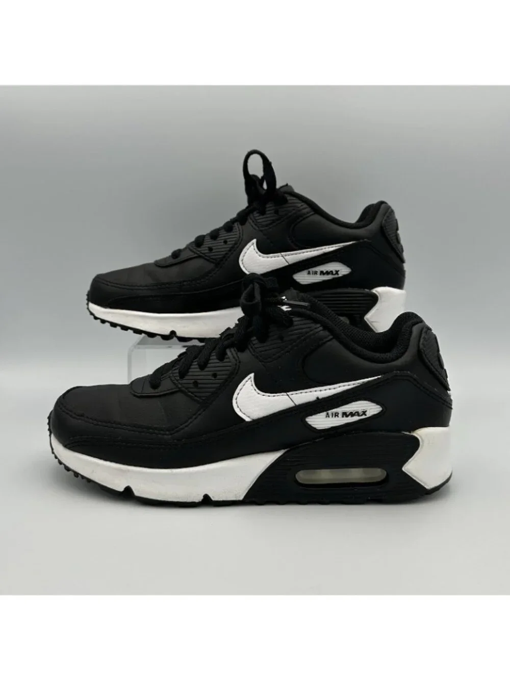 Nike Air Max 90 Youth Size 5.5Y Leather GS Black White Shoes Sneakers CD6864-010